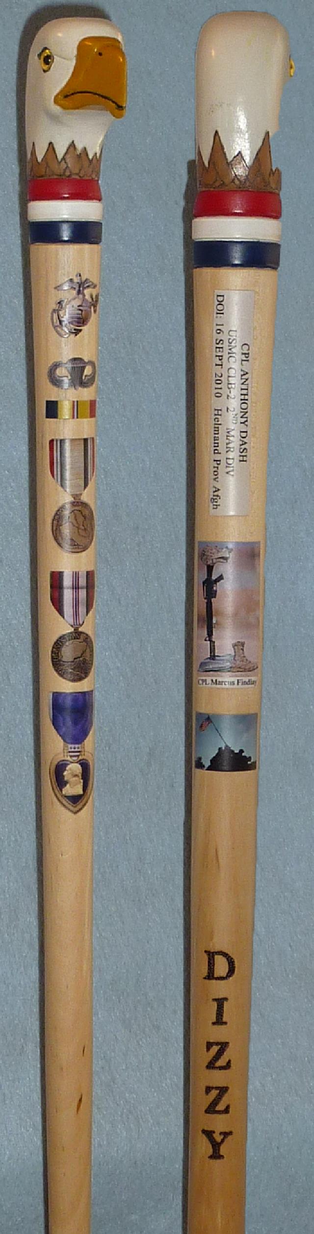 Cane carved by Frank Bottego of HVWC.