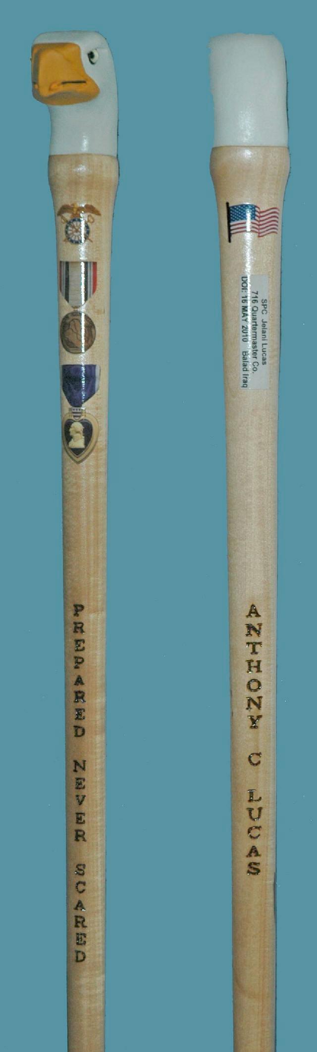 Cane carved by Frank Bottego of HVWC.