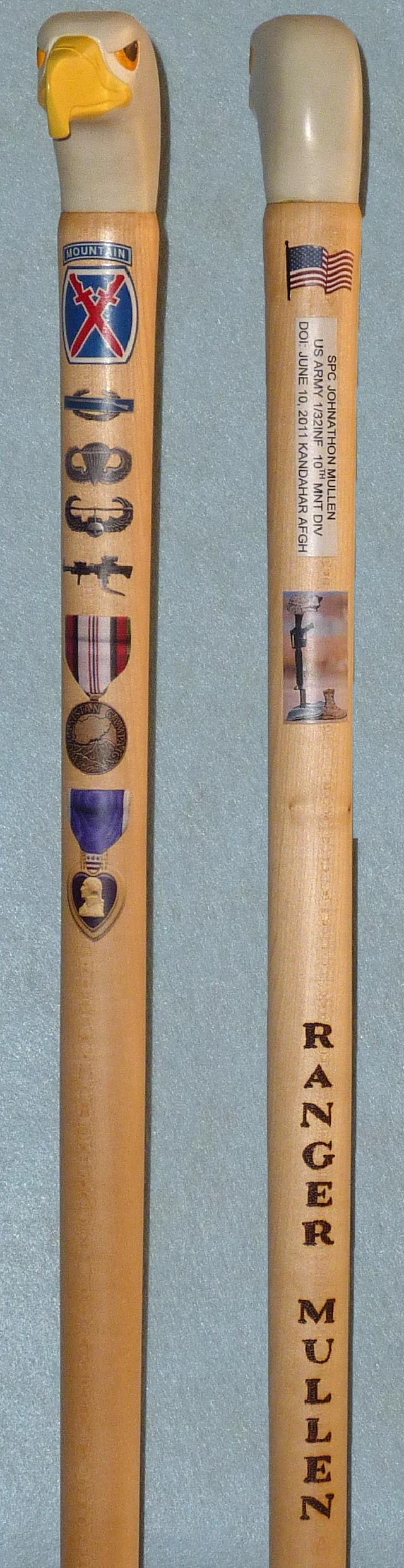 Cane carved by Frank Bottego of HVWC.