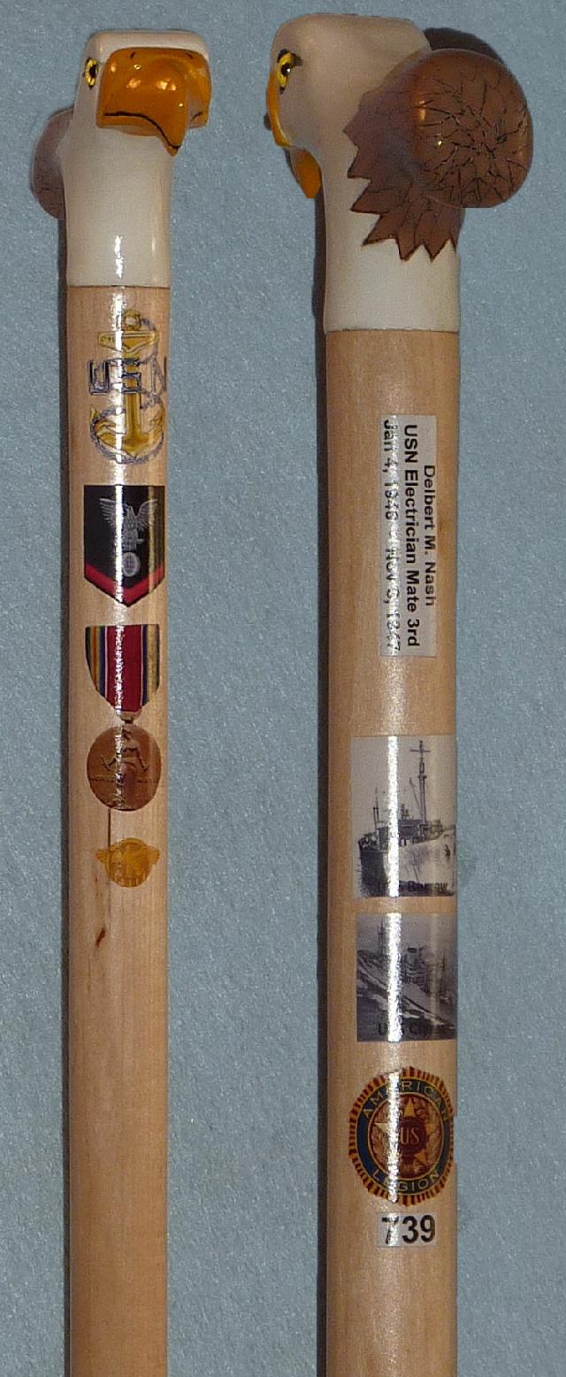 Cane carved by Frank Bottego of HVWC.