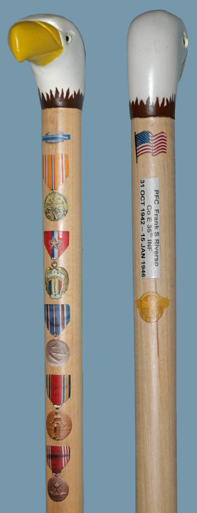 Cane carved by Frank Bottego of HVWC.
