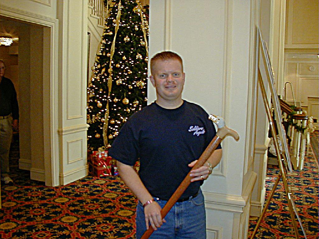 Navy CPT Scott Perkins . Cane carved by Hal Weisel of HVWC.