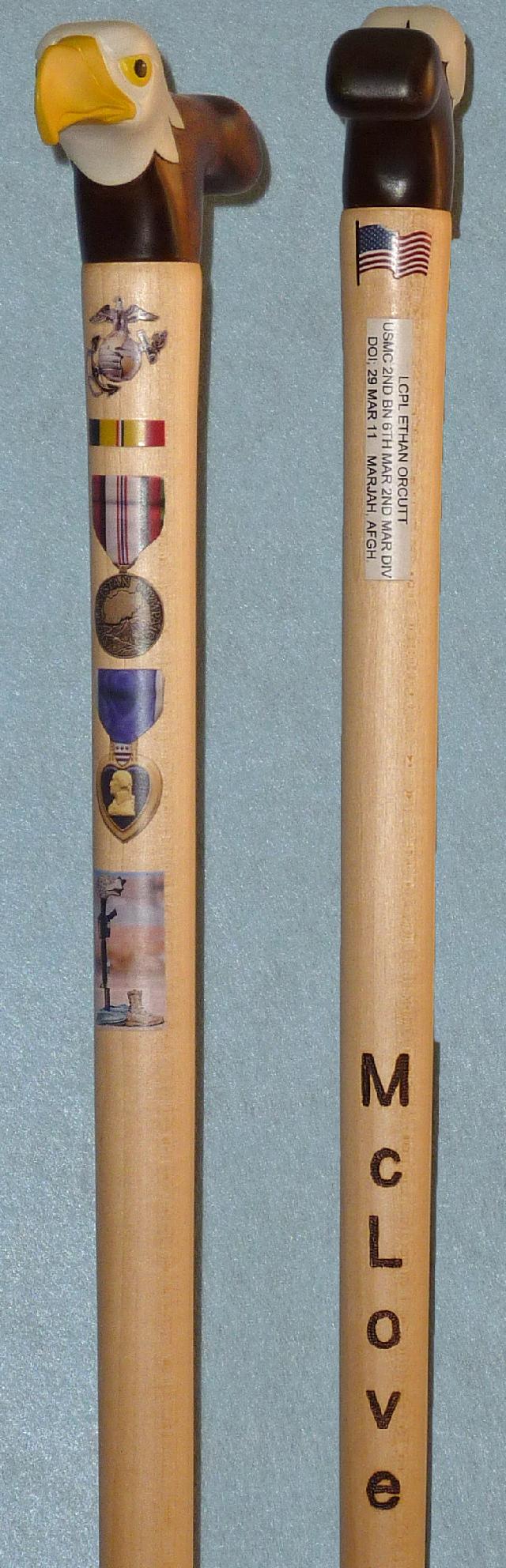 Cane carved by Clay Brooks of HVWC.