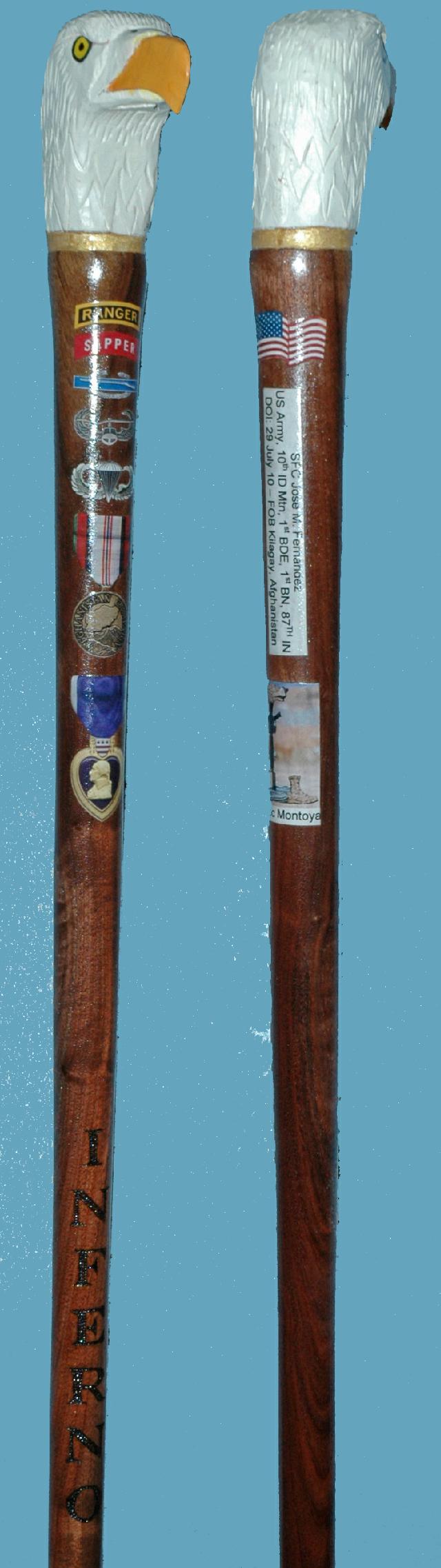 Cane carved by Pam Donato of MHWG.