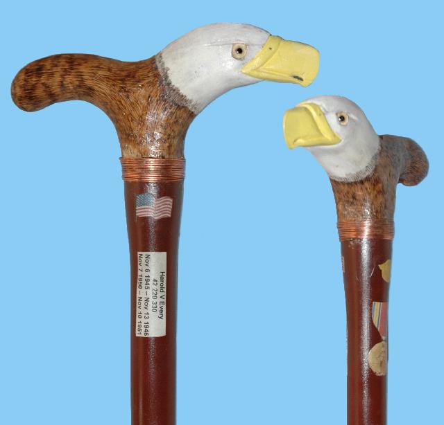 Cane carved by Sal Filipone of HVWC.