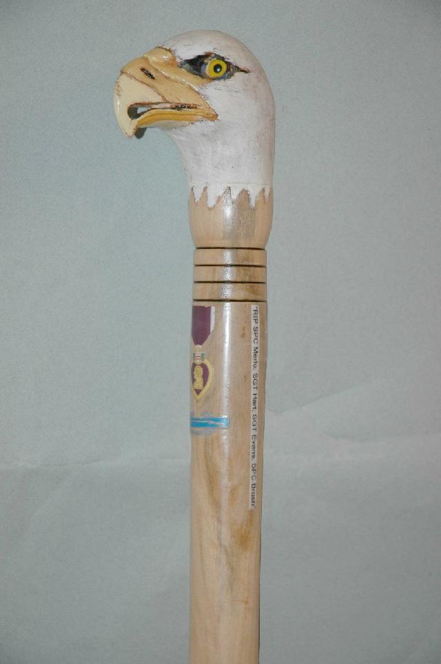 Cane carved by Sal Filipone of HVWC.