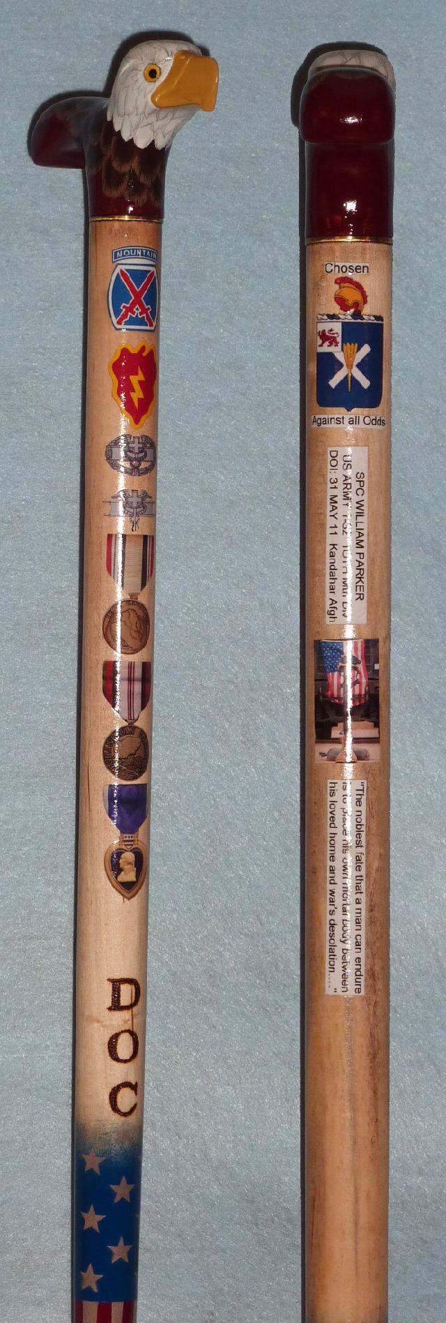 Cane carved by Hal Weisel of HVWC.