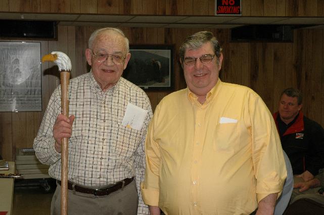 Army SGT Harold B Feroe. Cane carved by Ken Stark of HVWC. Presented by Frank Bottego of HVWC.