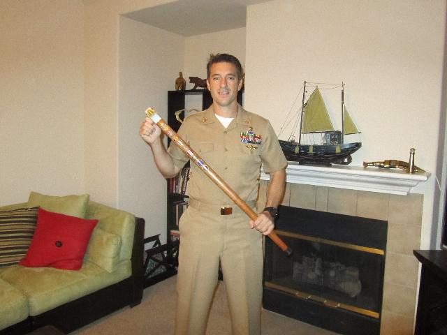 Navy HMCS John Murray. Cane carved by Clay Brooks of HVWC.