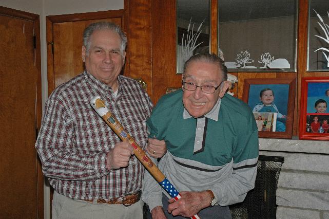 Army Joseph Visentin. Presented by Pat Paraggio of HVWC. Cane carved by Hal Weisel of HVWC.