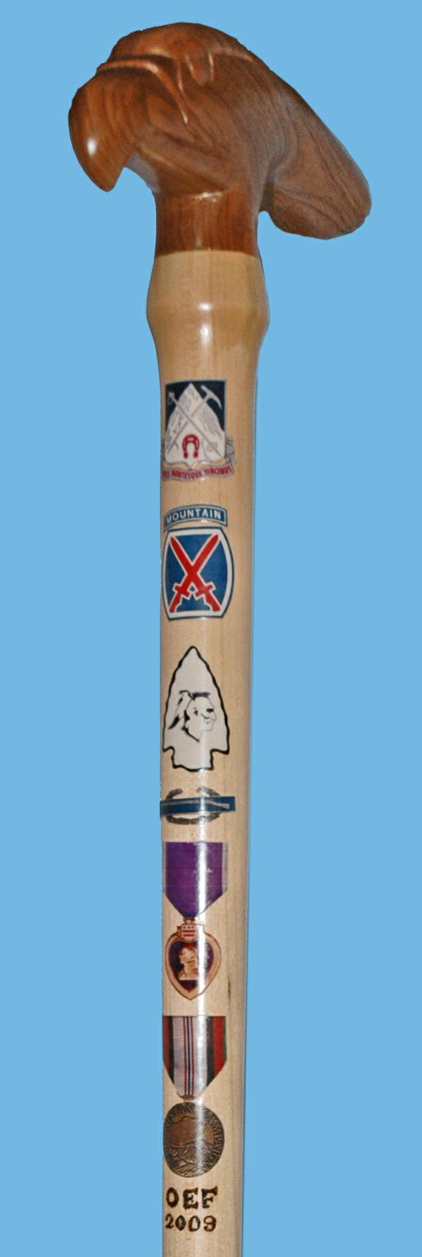 Cane carved by Marcus Kruger of MVA&WA.