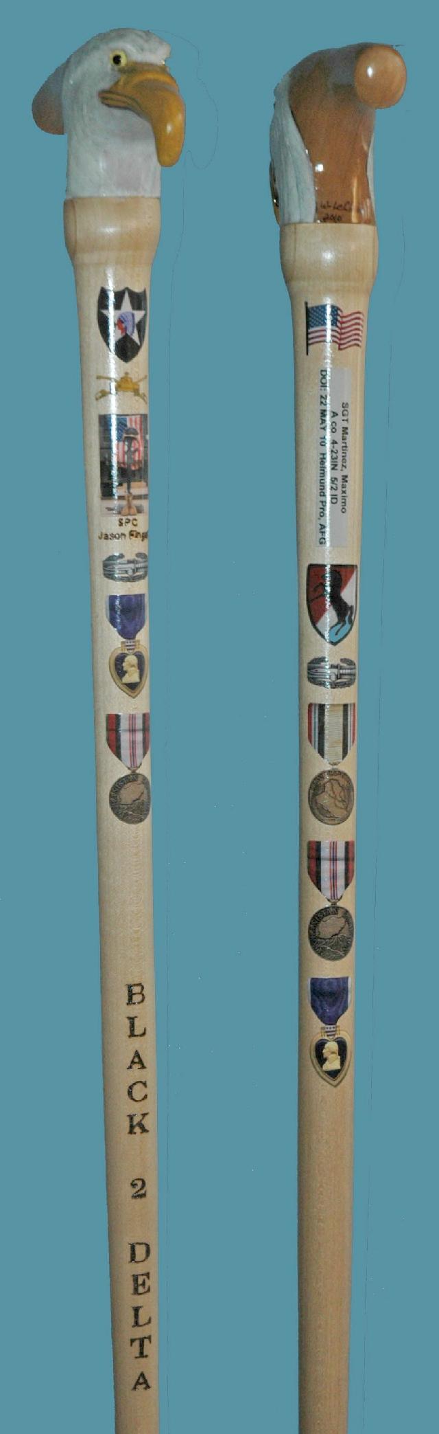 Cane carved by Walt LeClair of MVA&WA.
