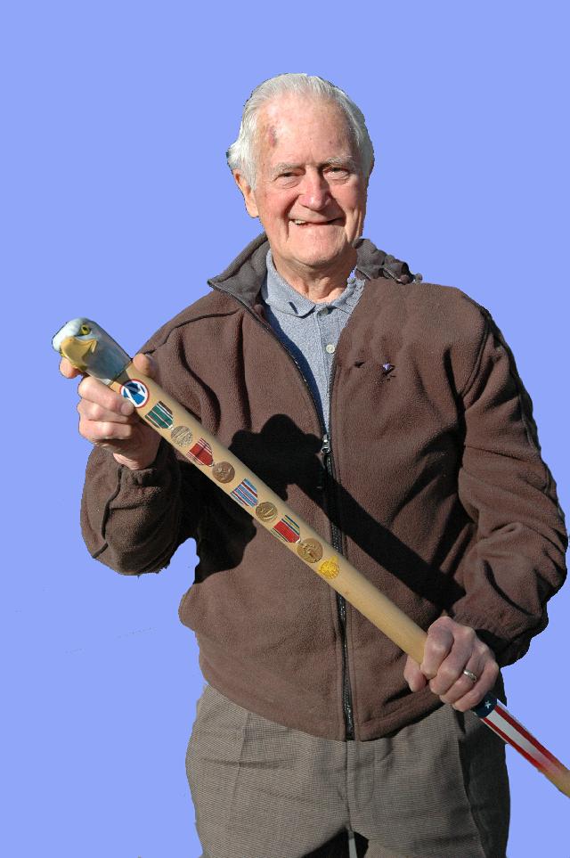 Army T/5 Norman F Craft. Cane carved by Hal Weisel of HVWC.