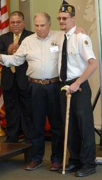 Pat Paraggio of HVWC Presentation to Army PVT2 Samual Griffin Jr. Cane by Ron Olszewski of MVA&WA. 
