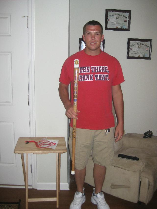Marine Sgt Russell Skals. Cane carved by Tony Maggiacomo of HVWC.