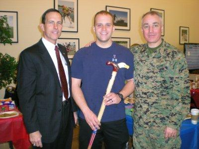 Army SPC William Parker. Presented by MG Robert Worley and Lt Col Michael Wall. Cane carved by Hal Weisel of HVWC.