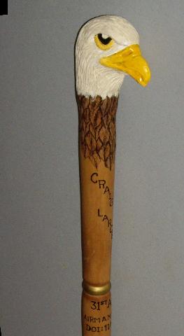 Cane carved by Dick Franklin of HVWC.